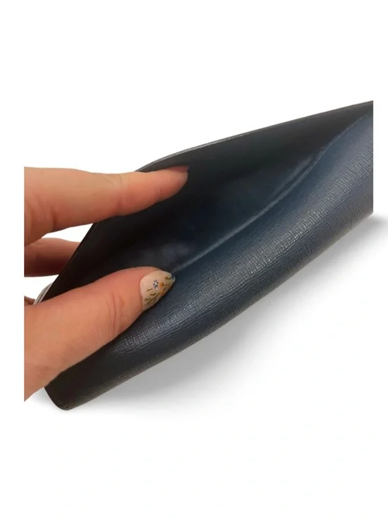 Furla Dark Gray Leather Continental Wallet Snap Closure Textured Minimalist - Picture 8 of 16